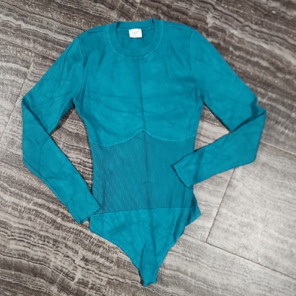 Abercrombie & Fitch long sleeve teal bodysuit Size Medium